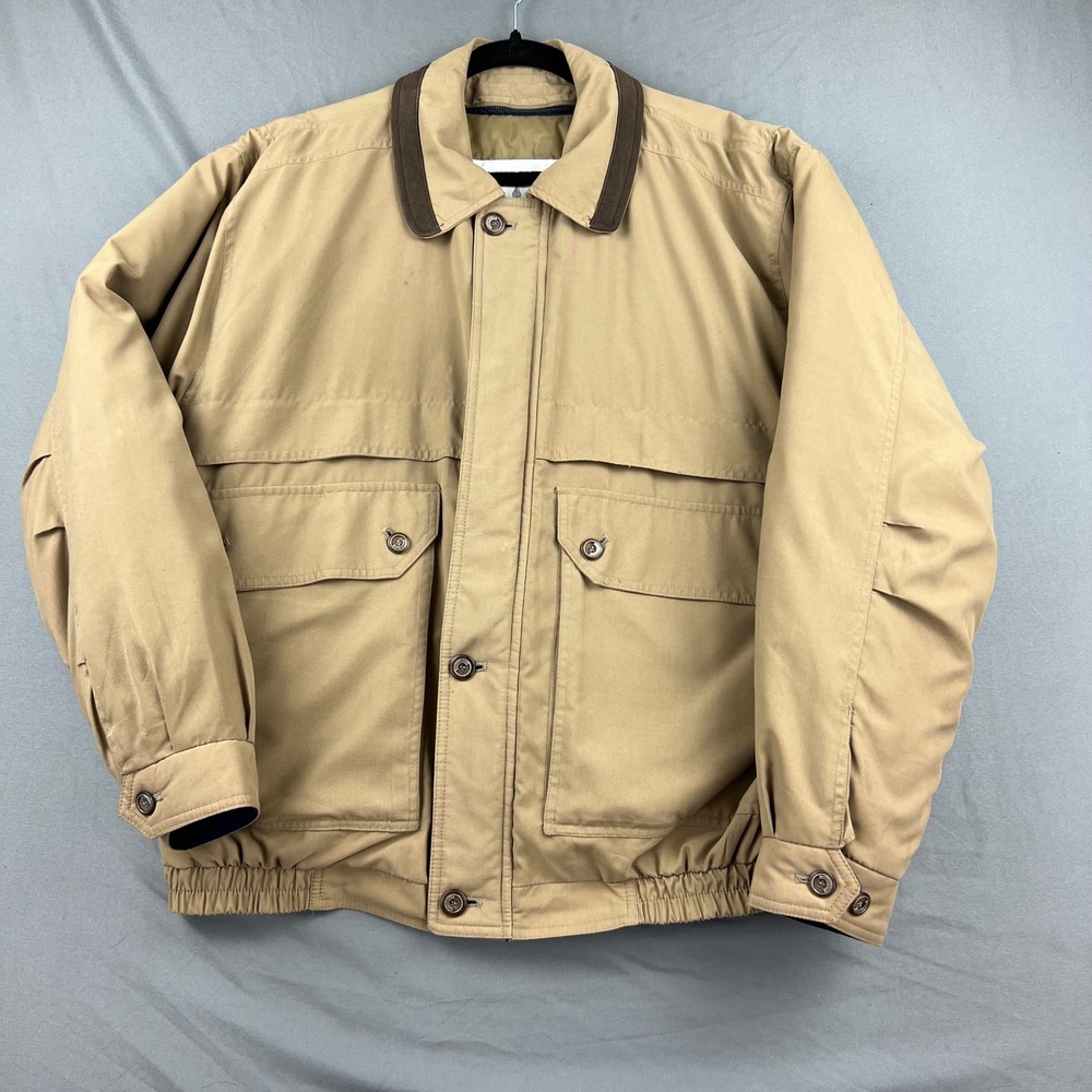 Vintage London Fog Jacket Mens Large Ltd Ed Bomber Tan Harrington Square Pocket